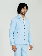 Soft cyan 4 Pocket Linen blend shacket