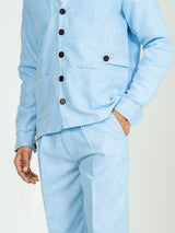 Soft cyan 4 Pocket Linen blend shacket