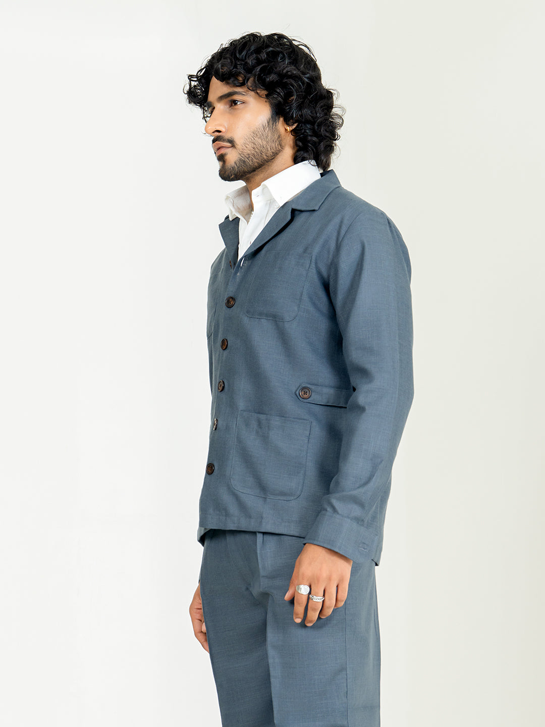 Davy Gray 4 Pocket Linen blend shacket