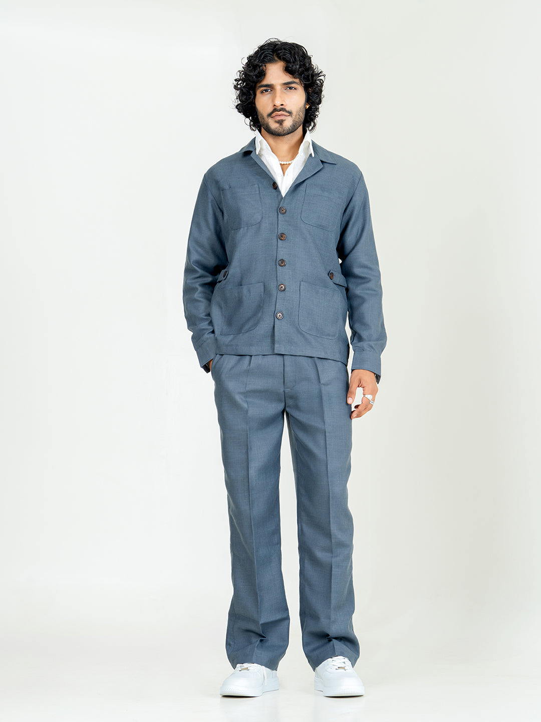 Davy Gray 4 Pocket Linen blend shacket