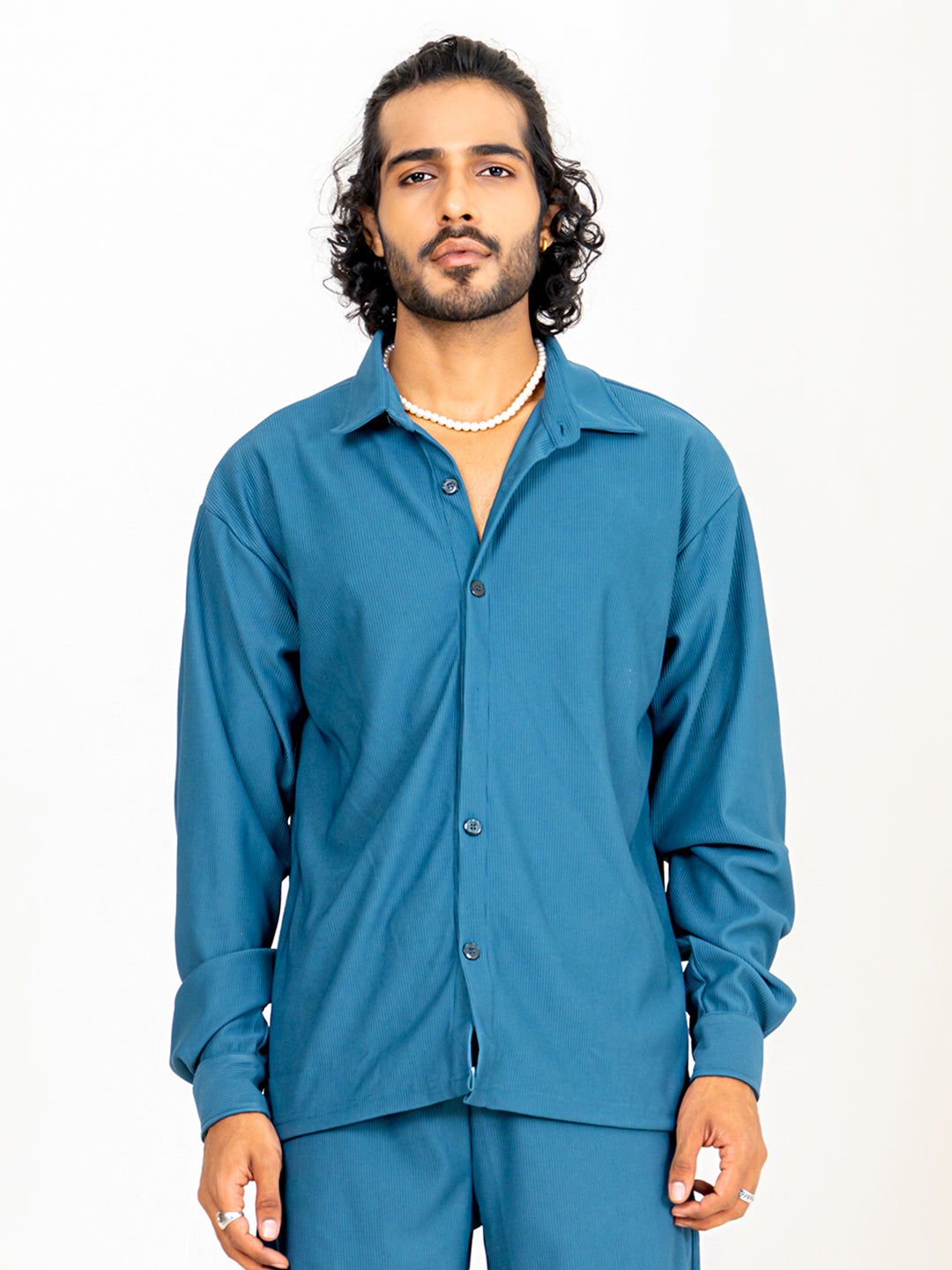 Teal Blue Cord shirt