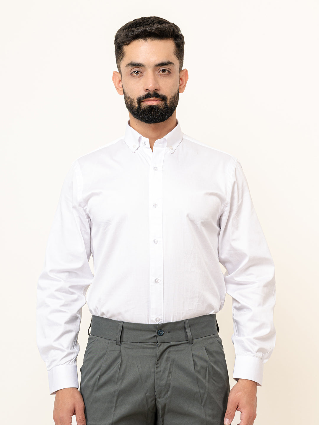 100% Cotton White Full Sleeves Shirt