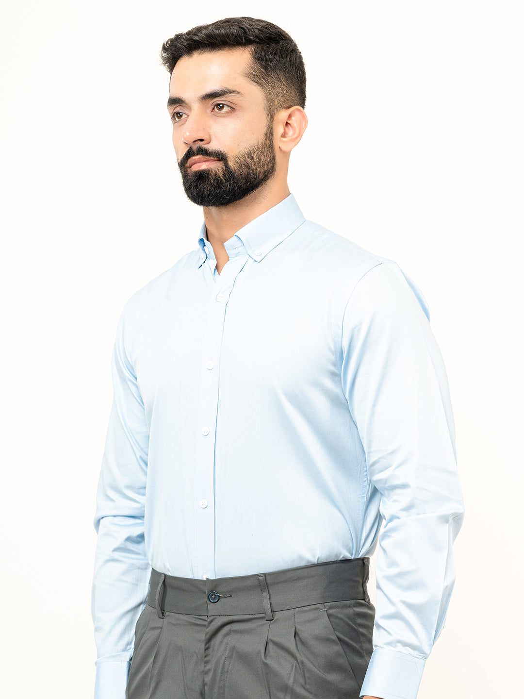 100% Cotton Sky Blue Full Sleeves Shirt