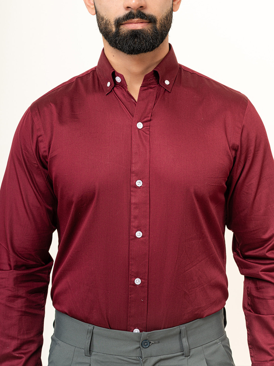 100% Cotton Maroon Full Sleeves Shirt