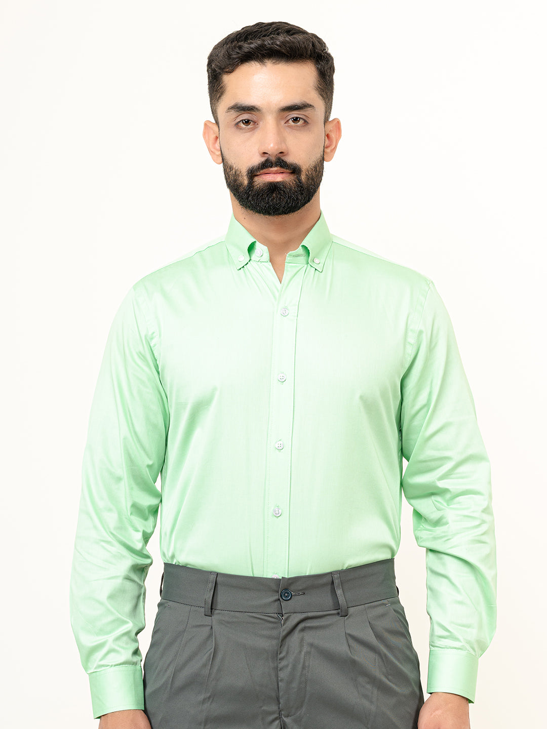 100% Cotton Mint Green Full Sleeves Shirt