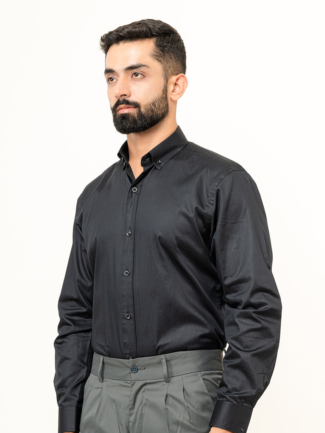 100% Cotton Black Full Sleeves Shirt