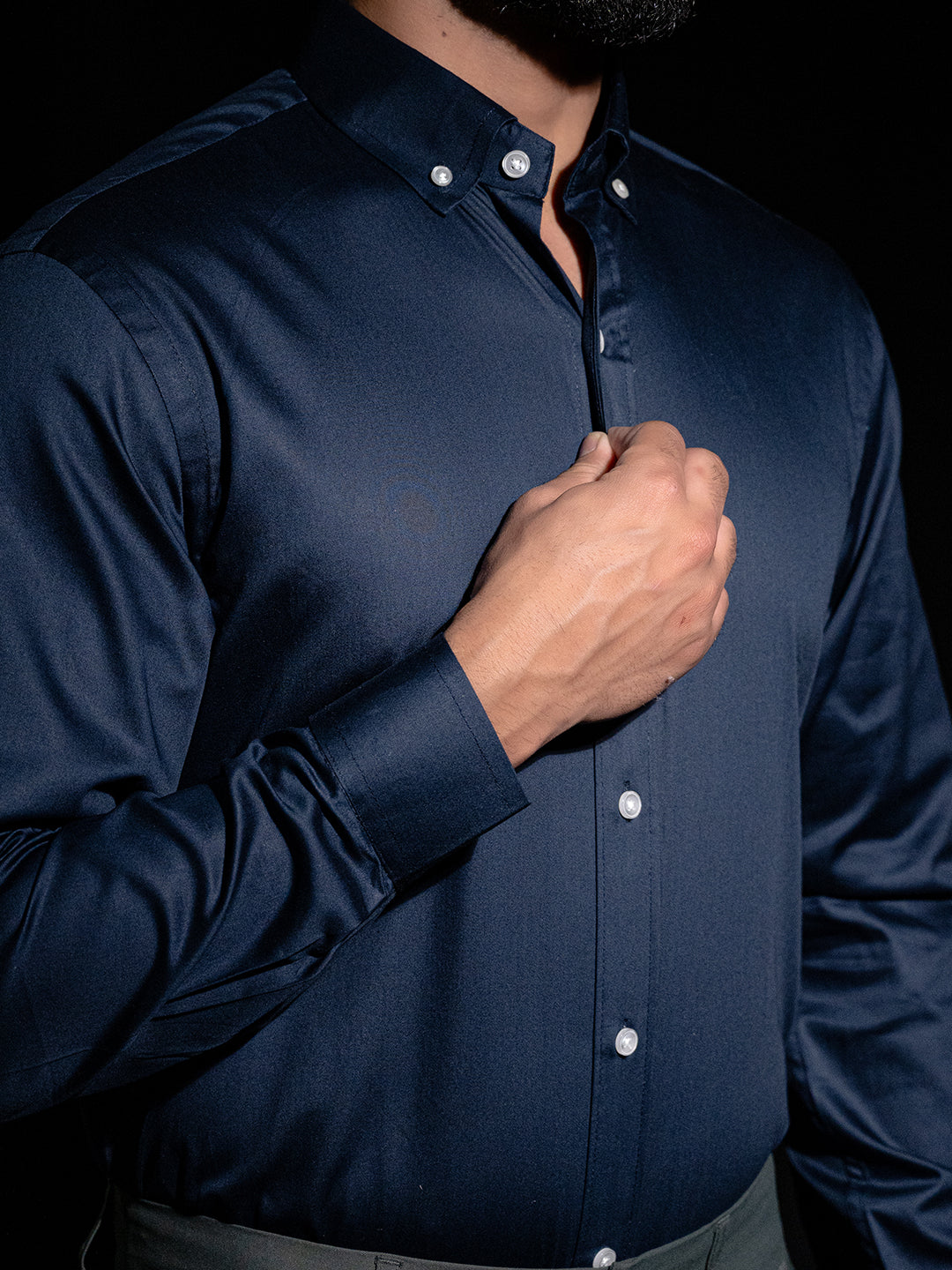 100% Cotton Navy Blue Full Sleeves Shirt