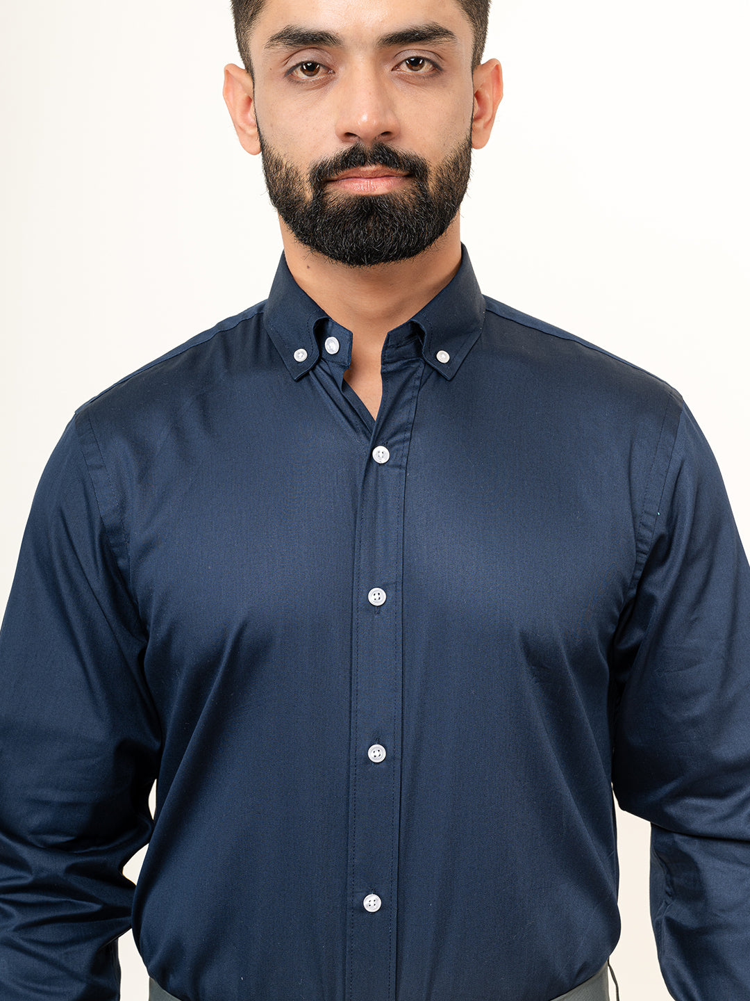 100% Cotton Navy Blue Full Sleeves Shirt