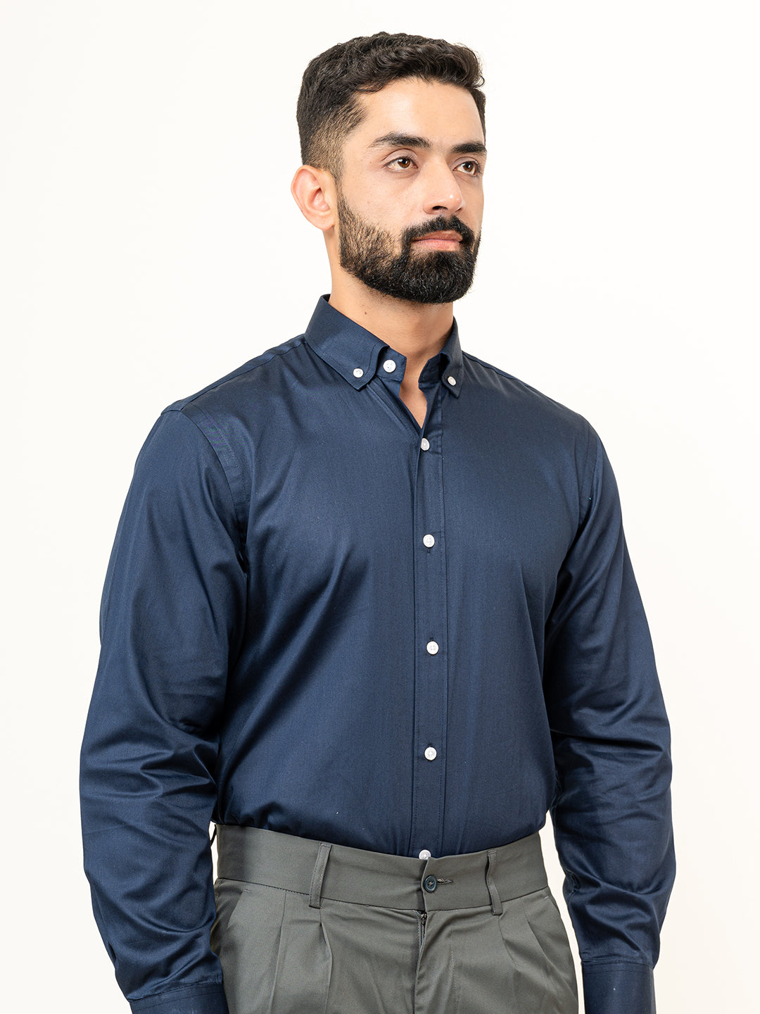 100% Cotton Navy Blue Full Sleeves Shirt