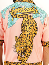 Peach Colored Leopard Placement Print Oversized Shirt