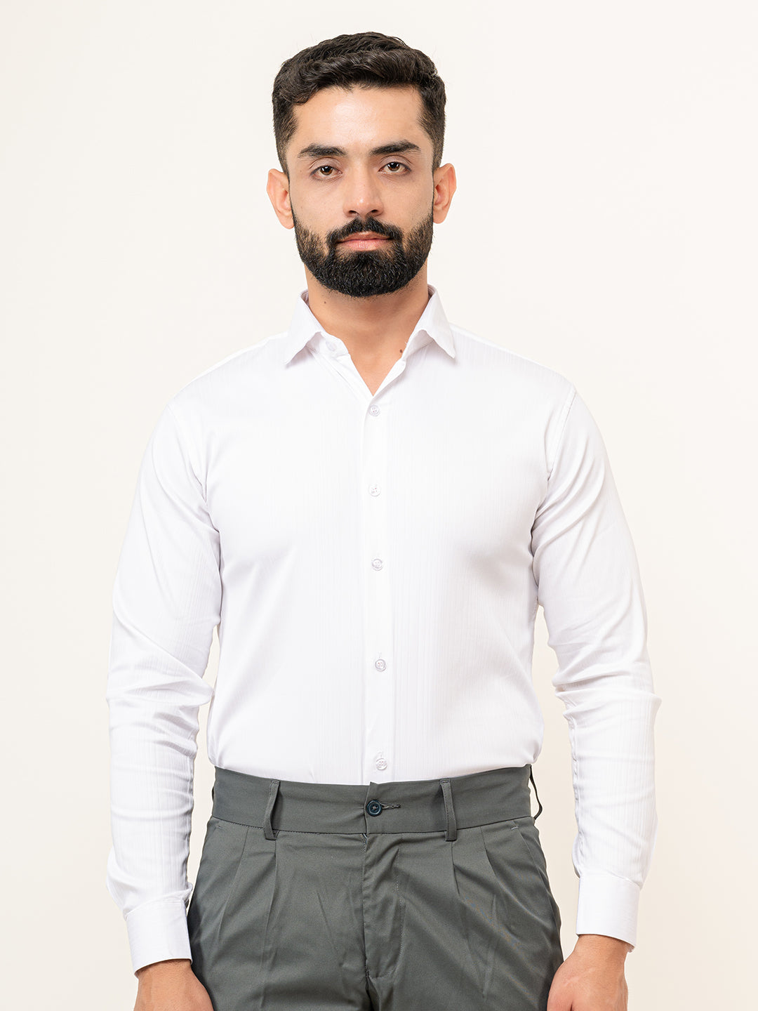 White Full Sleeve Solid Shirt