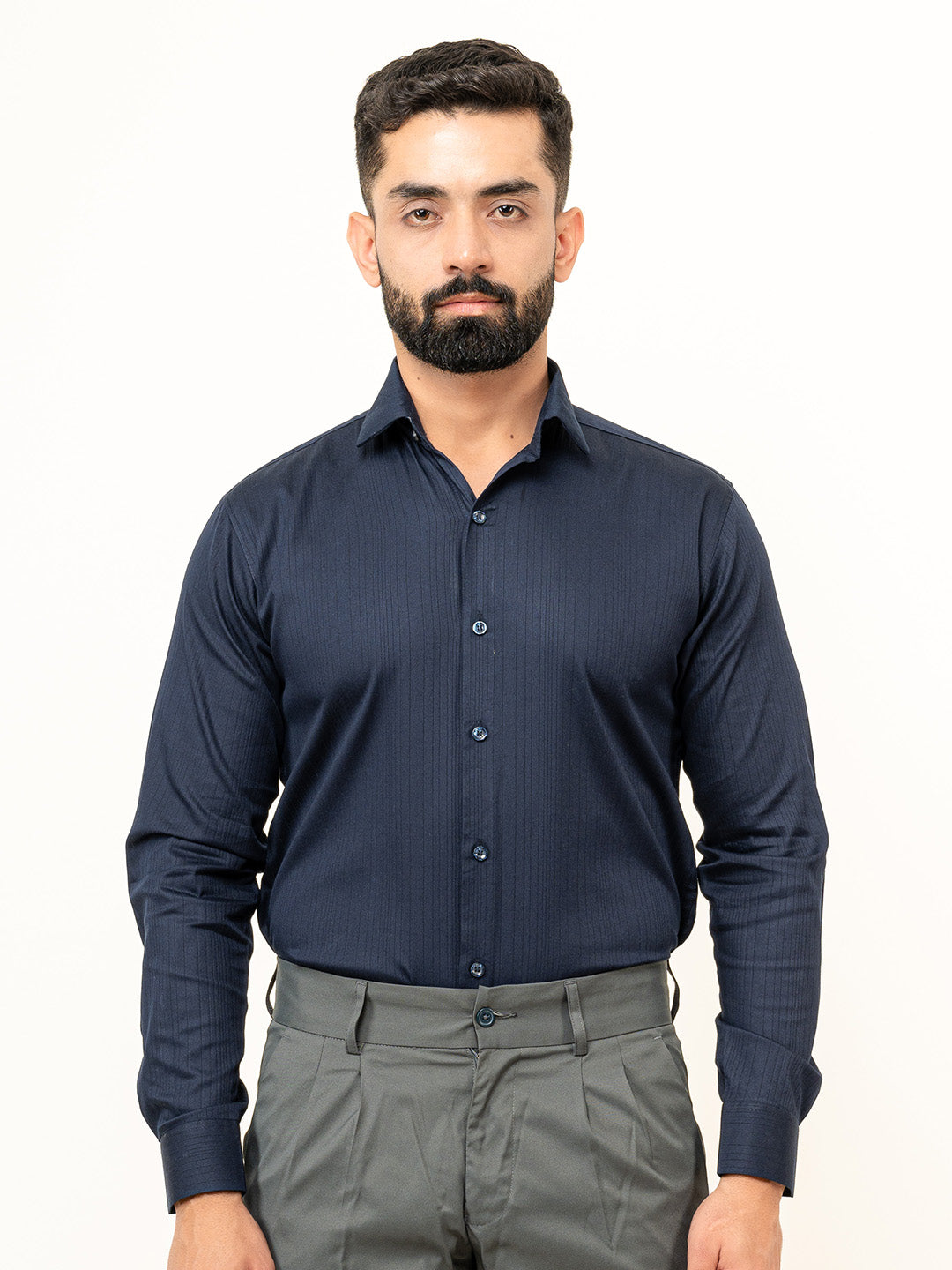 Navy Blue Full Sleeve Solid Shirt