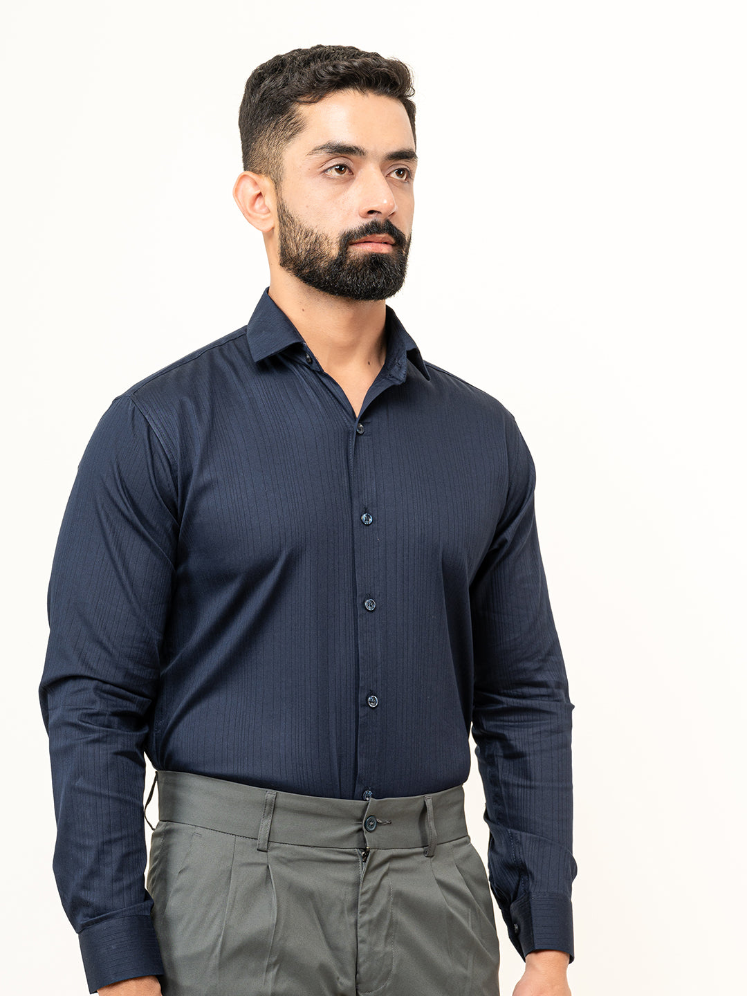 Navy Blue Full Sleeve Solid Shirt