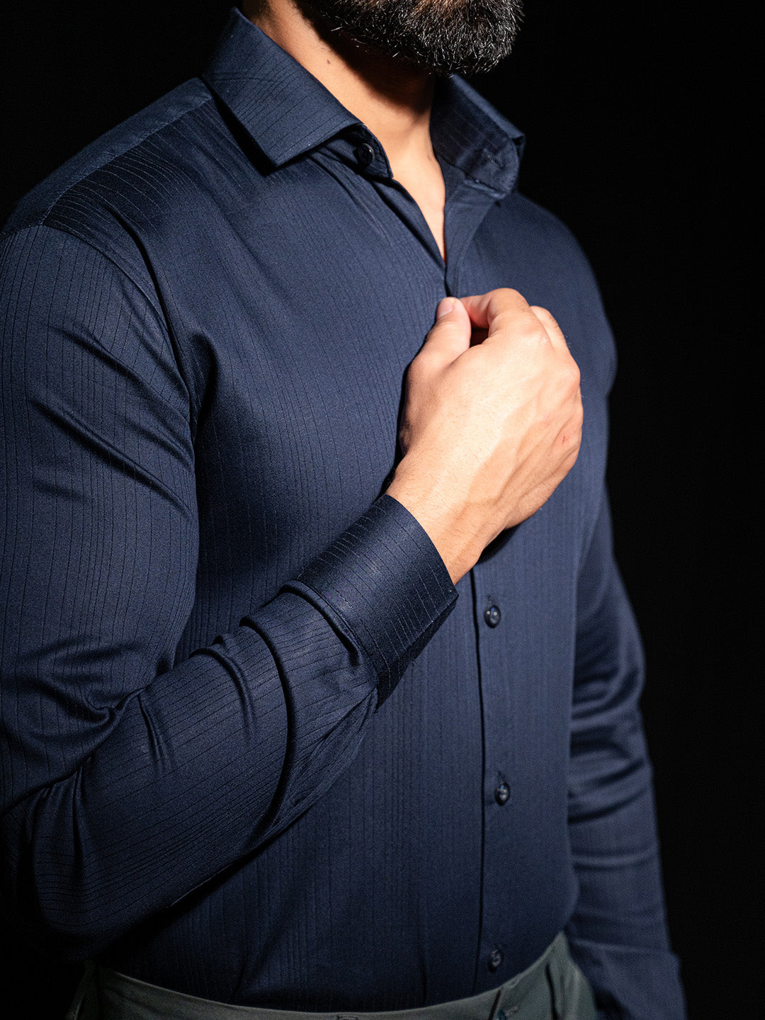 Navy Blue Full Sleeve Solid Shirt