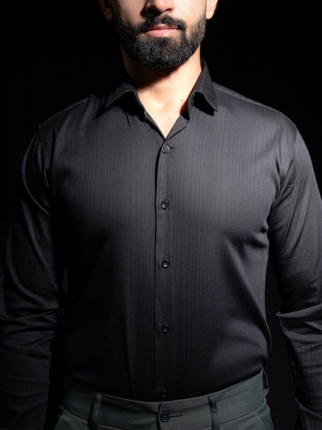 Black Full Sleeve Solid Shirt