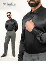 Black Full Sleeves Crepe Shirt