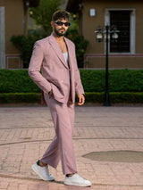 Salmon Pink Loose Fit Suit Men's Suit