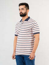 Baby Pink & Navy Blue  Strips Collar Neck T-shirt