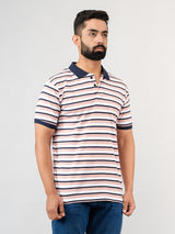 Baby Pink & Navy Blue  Strips Collar Neck T-shirt