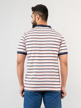 Baby Pink & Navy Blue  Strips Collar Neck T-shirt