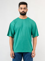 Solid Green Oversized Cotton T-shirt