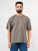 Solid Grey Oversized Cotton T-shirt