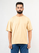 Solid Beige Oversized Cotton T-shirt