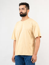 Solid Beige Oversized Cotton T-shirt