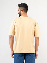 Solid Beige Oversized Cotton T-shirt