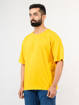 Solid Yellow Oversized Cotton T-shirt