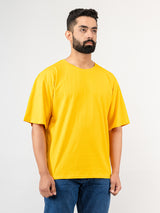 Solid Yellow Oversized Cotton T-shirt