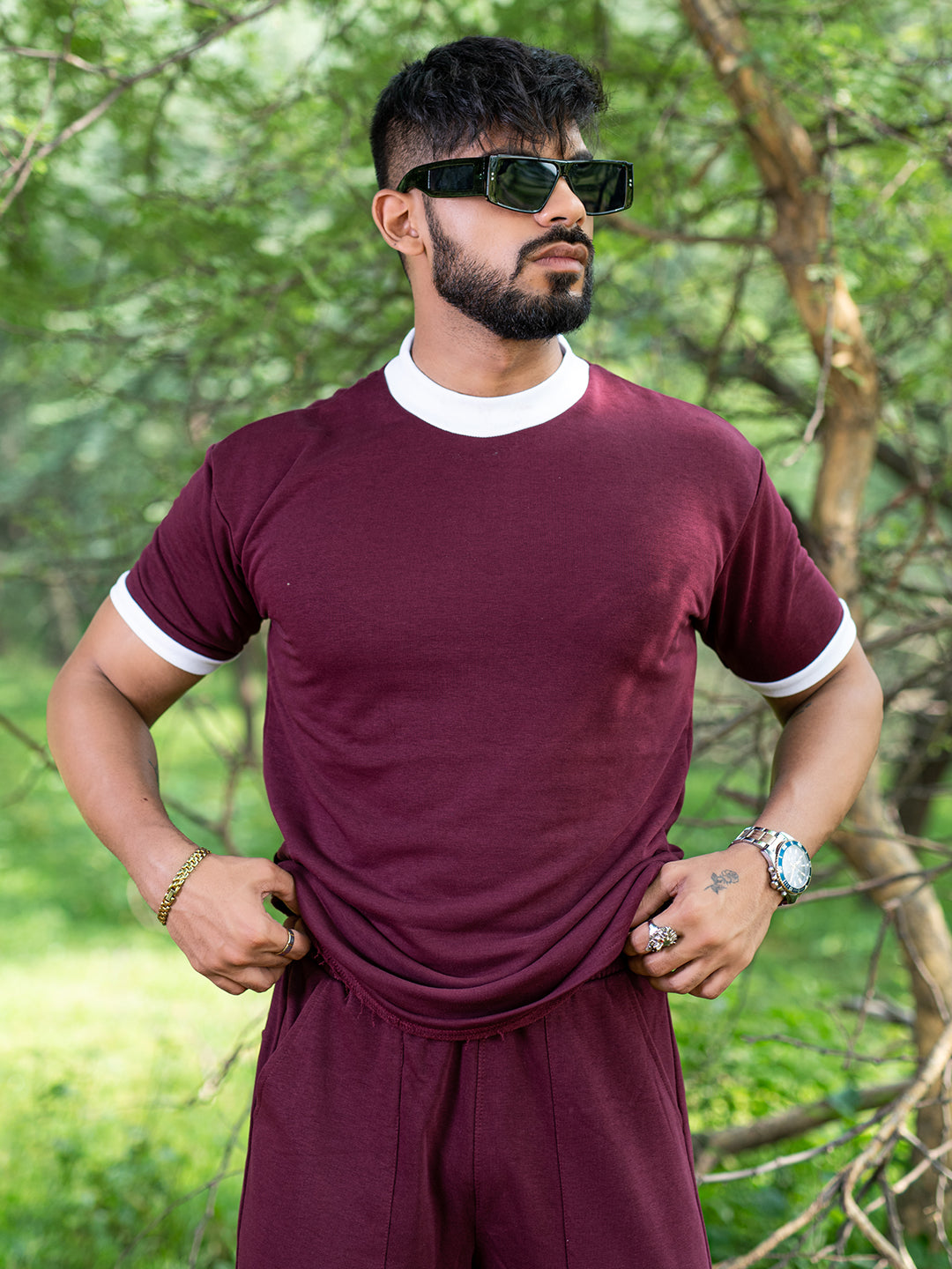 dark maroon color t shirt