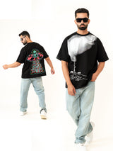 Black No Bad Trips Print Heavyweight Oversized T-shirt