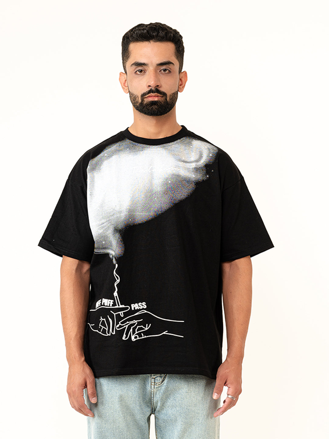 Black No Bad Trips Print Heavyweight Oversized T-shirt