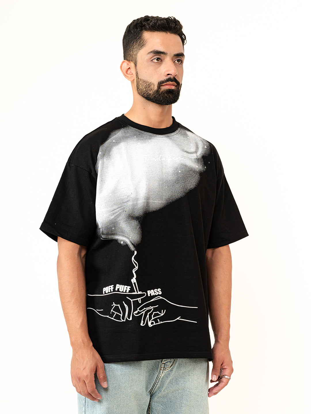 Black No Bad Trips Print Heavyweight Oversized T-shirt