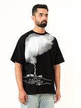 Black No Bad Trips Print Heavyweight Oversized T-shirt