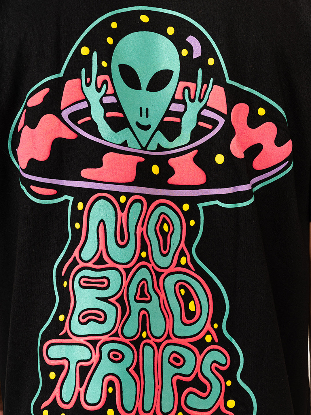 Black No Bad Trips Print Heavyweight Oversized T-shirt