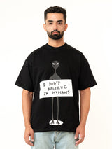 Black Don't Believe in Human Print Heavyweight Oversized T-shirt