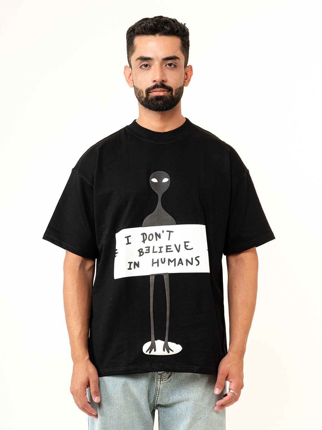 Black Don't Believe in Human Print Heavyweight Oversized T-shirt