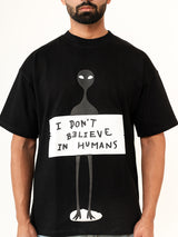 Black Don't Believe in Human Print Heavyweight Oversized T-shirt