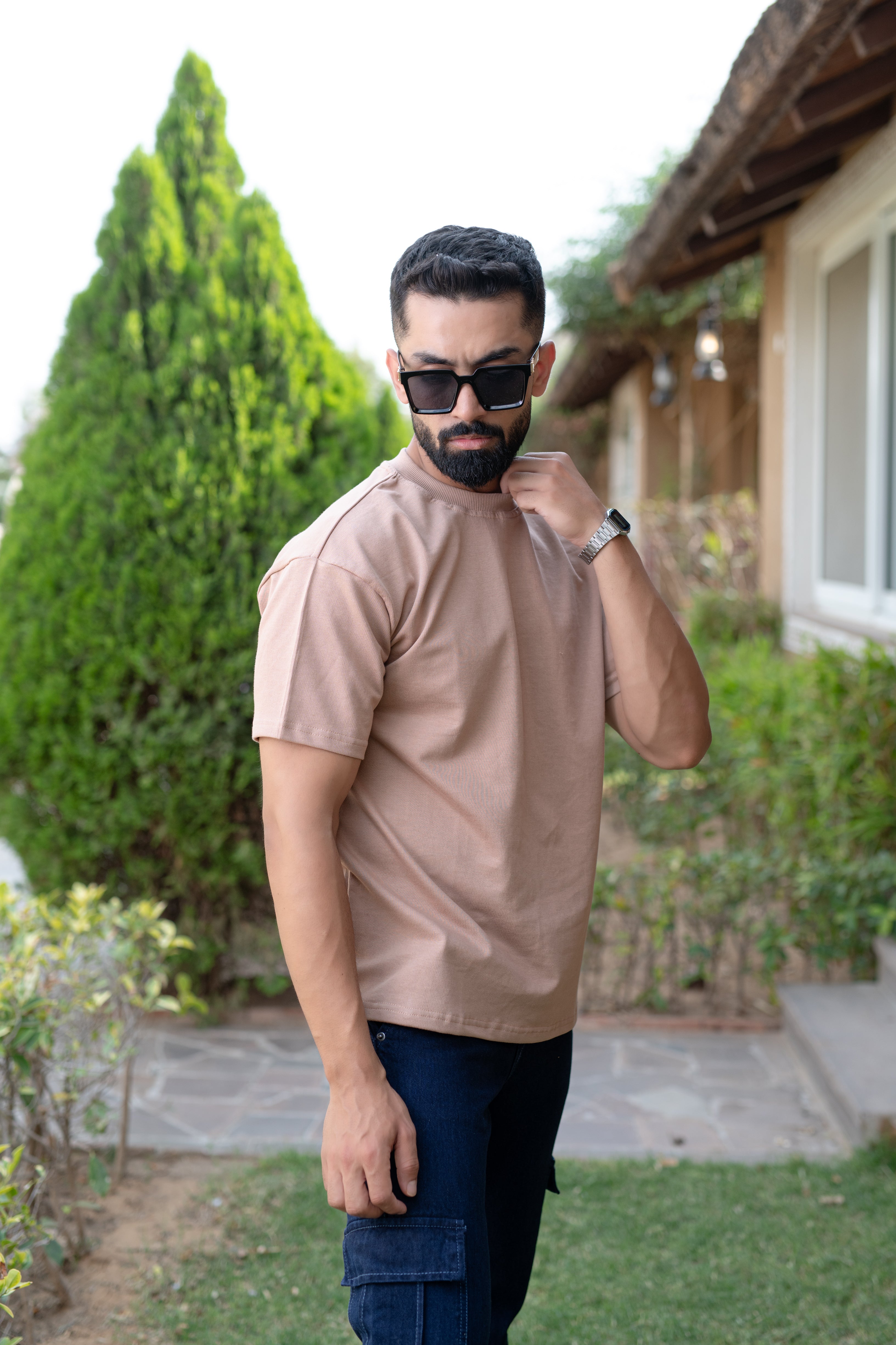 Brown oversize French terry T-shirt