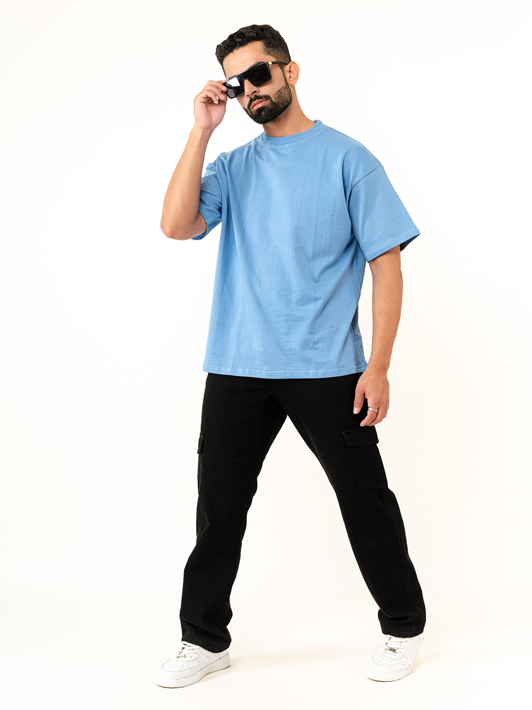 Sky Blue French Terry Oversized T-Shirt