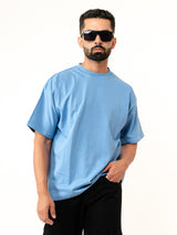 Sky Blue French Terry Oversized T-Shirt