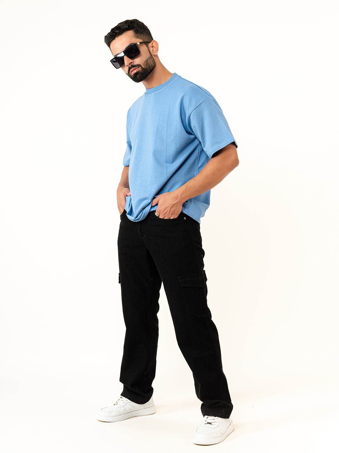 Sky Blue French Terry Oversized T-Shirt