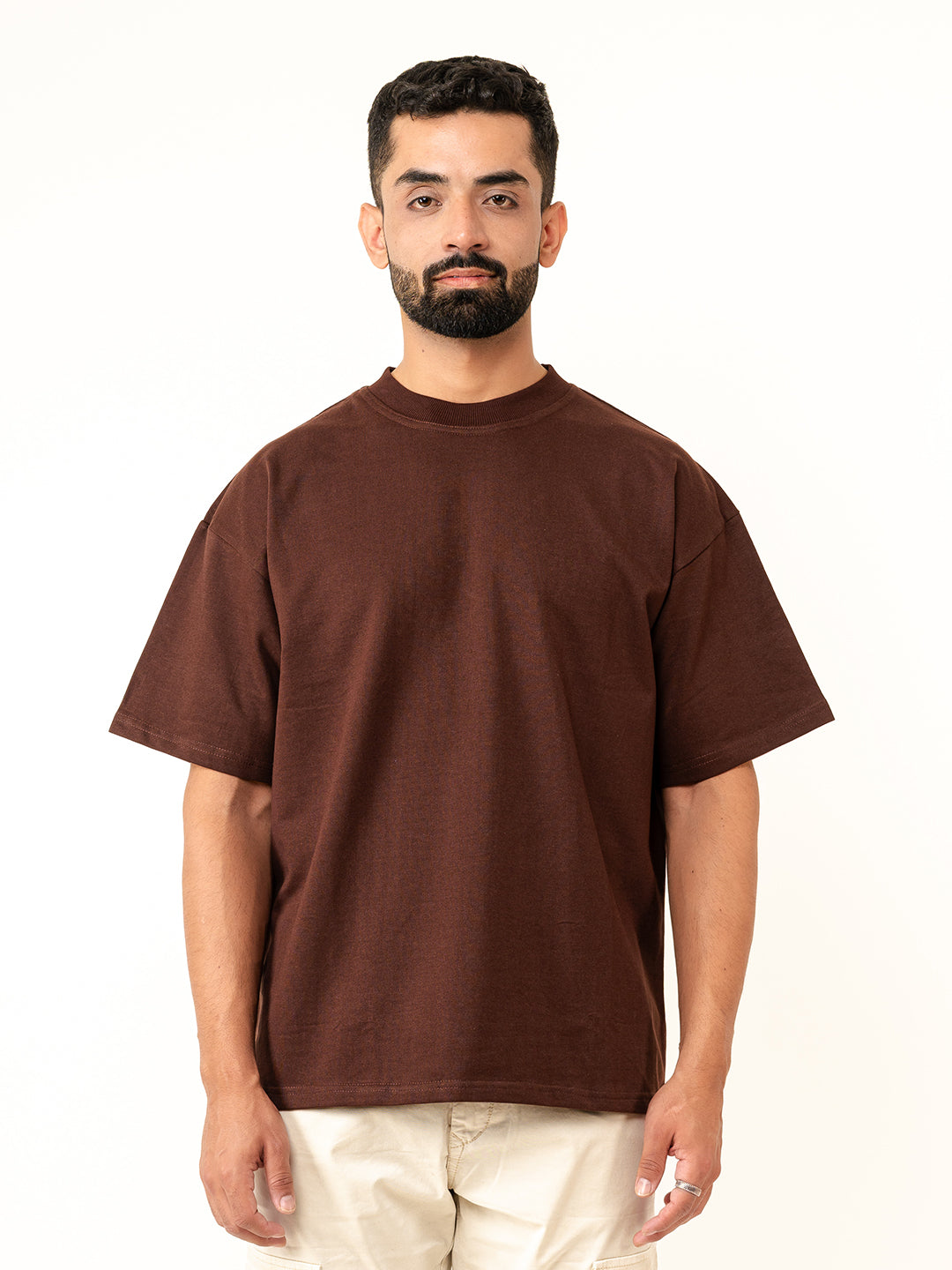 Dark Brown French Terry Oversized T-Shirt