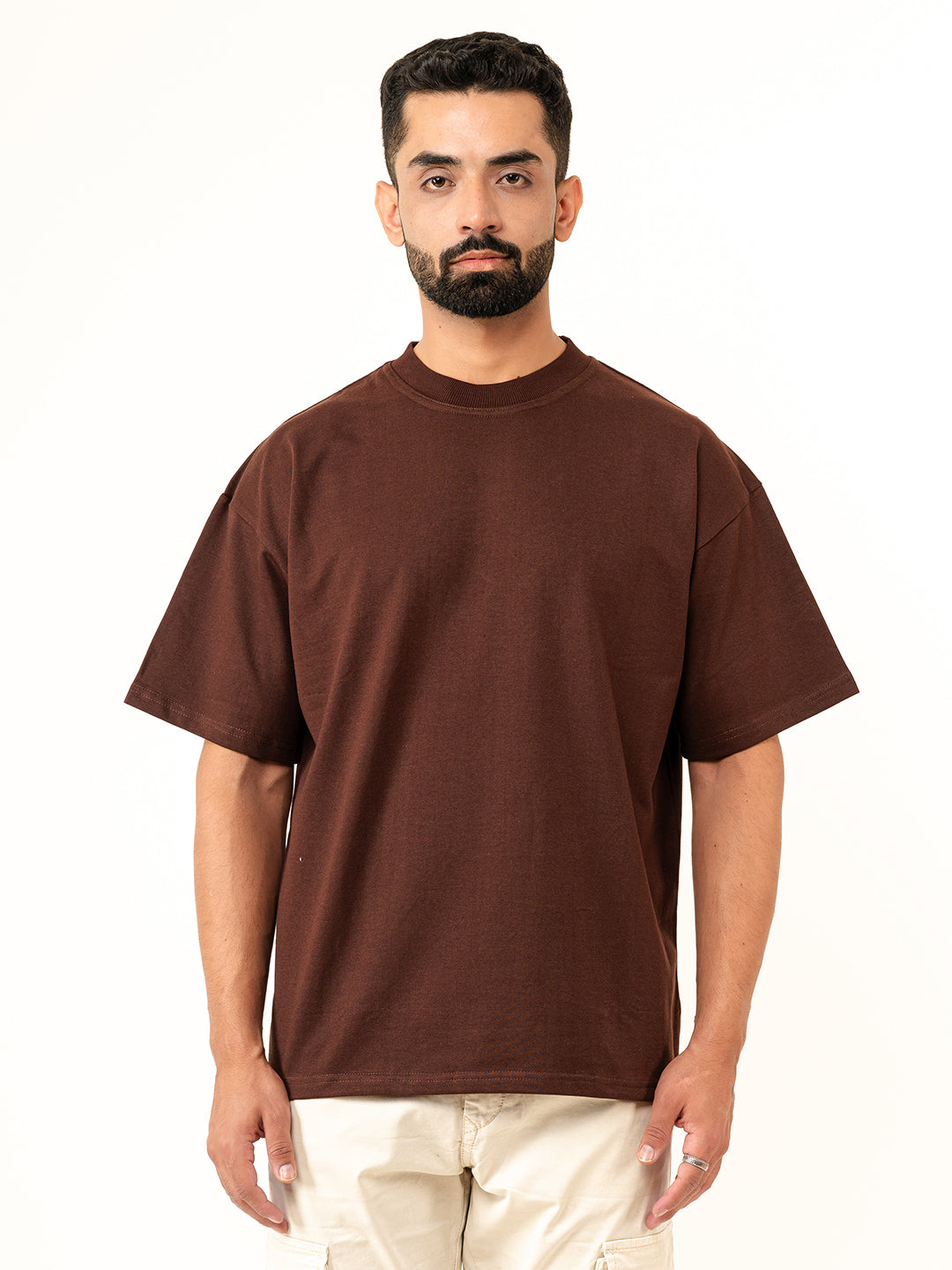 Dark Brown French Terry Oversized T-Shirt