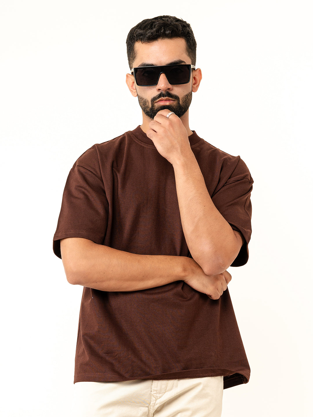 Dark Brown French Terry Oversized T-Shirt