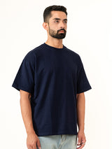 Navy Blue French Terry Oversized T-shirt