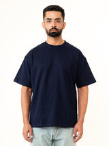 Navy Blue French Terry Oversized T-shirt