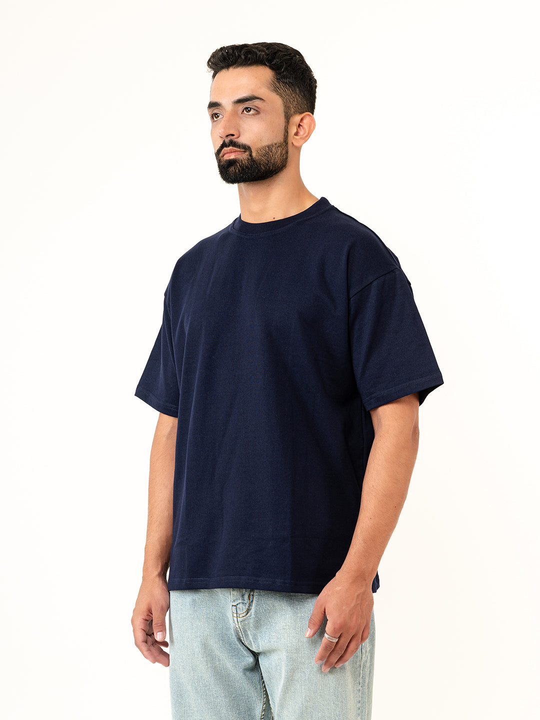 Navy Blue French Terry Oversized T-shirt